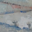 1958-case-alla-neve-ed-al-sole-,-olio-su-tela-40x35